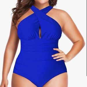 Elegant Blue Women's One-Piece Swimsuit
